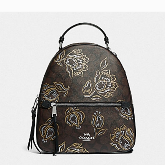 Coach Jordyn Signature Canvas Tulip Brown Backpack Like new - Picture 10 of 17